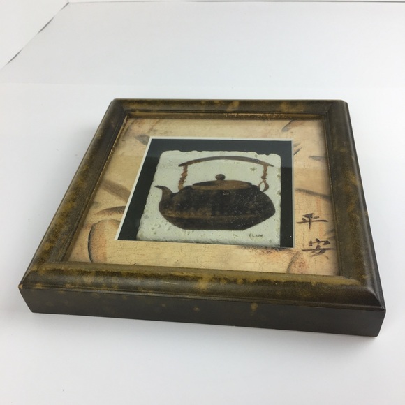 Vintage Cheri Blum Asian Teapot Picture Tile Mixed Media Original Art Signed - Picture 6 of 12